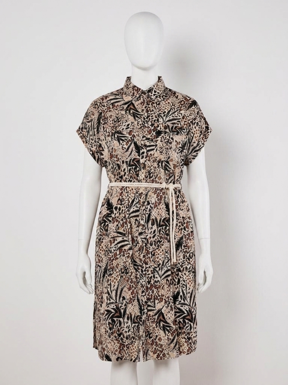 NEW APRICOT mixed animal print shirt midi dress in stone